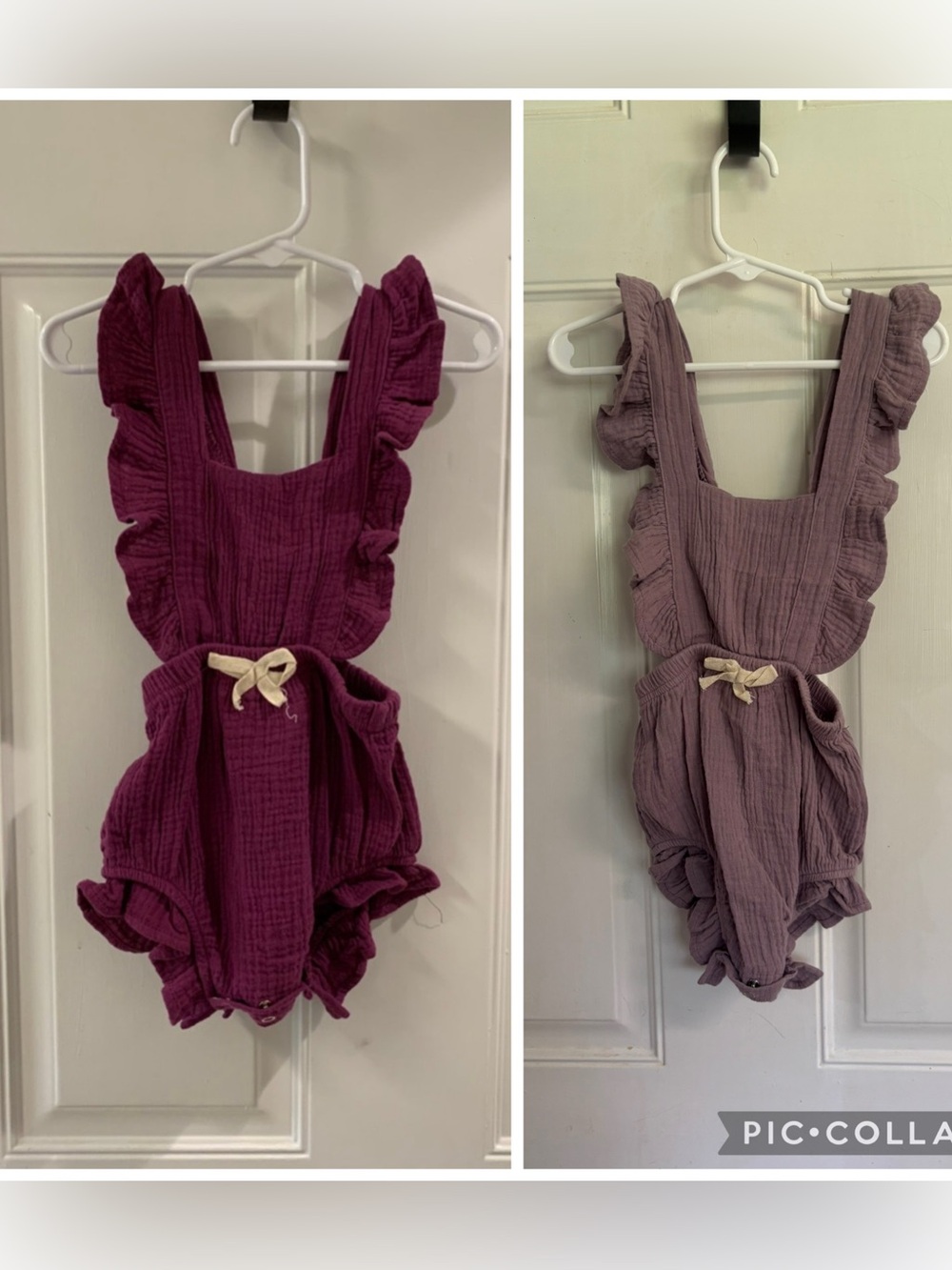 Lot of 2 NWT 18/24m (100) Kalamixi Cranberry/purple Ruffled tie back bubbles.